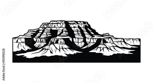 Dramatic canyon landscape in black and white a striking silhouette