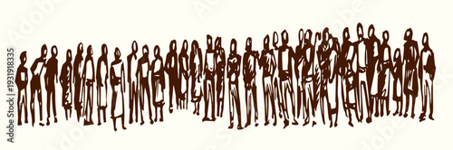 Vector drawing. Big people crowd