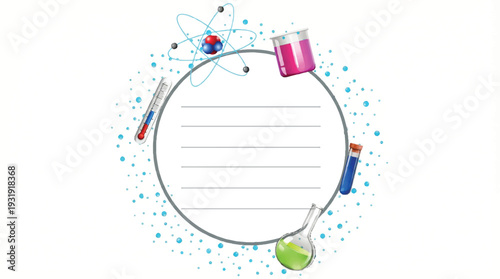 Science Laboratory Border with Beakers Atom and Test Tubes Frame