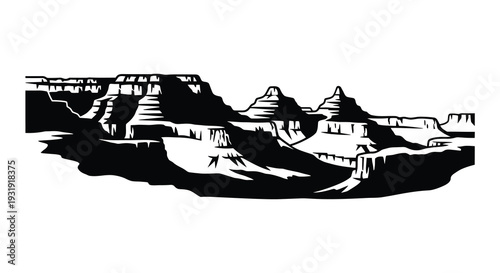 Dramatic canyon landscape with distinctive rock formations a bold silhouette