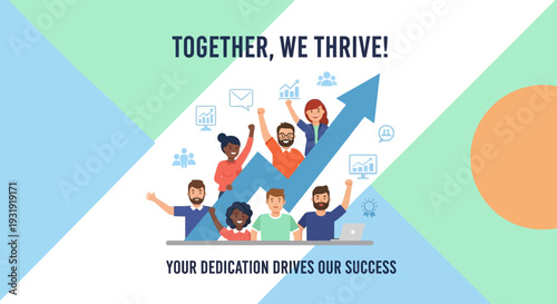 Teamwork drives success, diverse group celebrating achievements together with dedication displayed