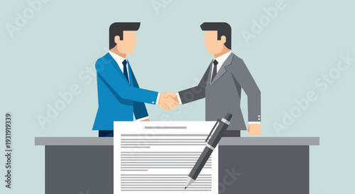 Business deal illustration showcasing partnership success through handshake agreement  and