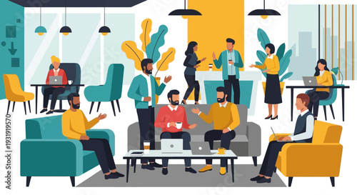 Modern Workspace Collaboration Diverse Professionals Meeting in a Creative Office Environment