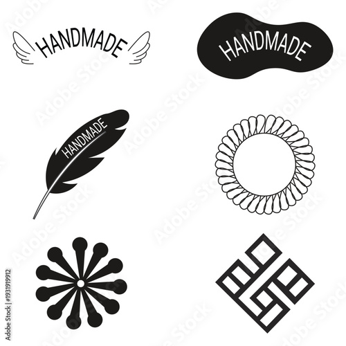 Wallpaper Mural Handmade craft logo set with feather, floral and geometric elements Torontodigital.ca