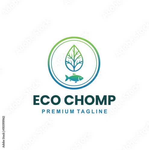 Modern professional eco-friendly organic food and seafood restaurant logo.