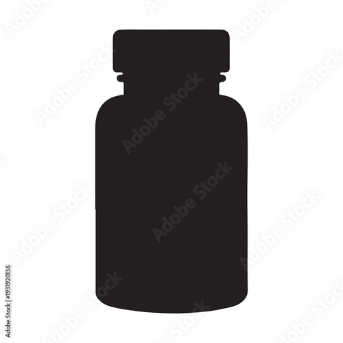 The best vitamin tablets medical bottle silhouette, icon vector illustration in trendy style. Editable graphic resources for many purposes.
