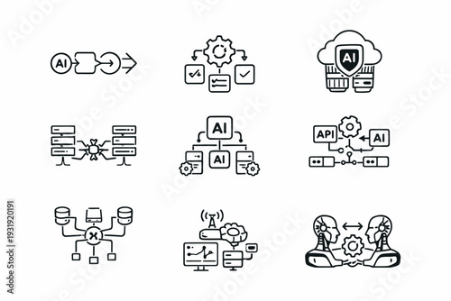 Illustrations of various cloud computing and data processing concepts