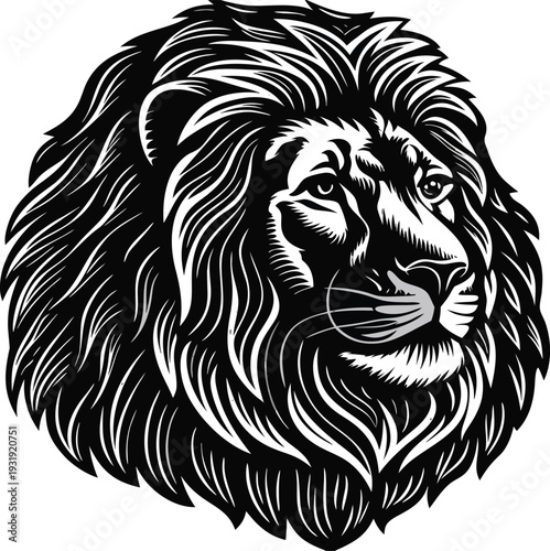 Wallpaper Mural Black and white lion head vector illustration Torontodigital.ca