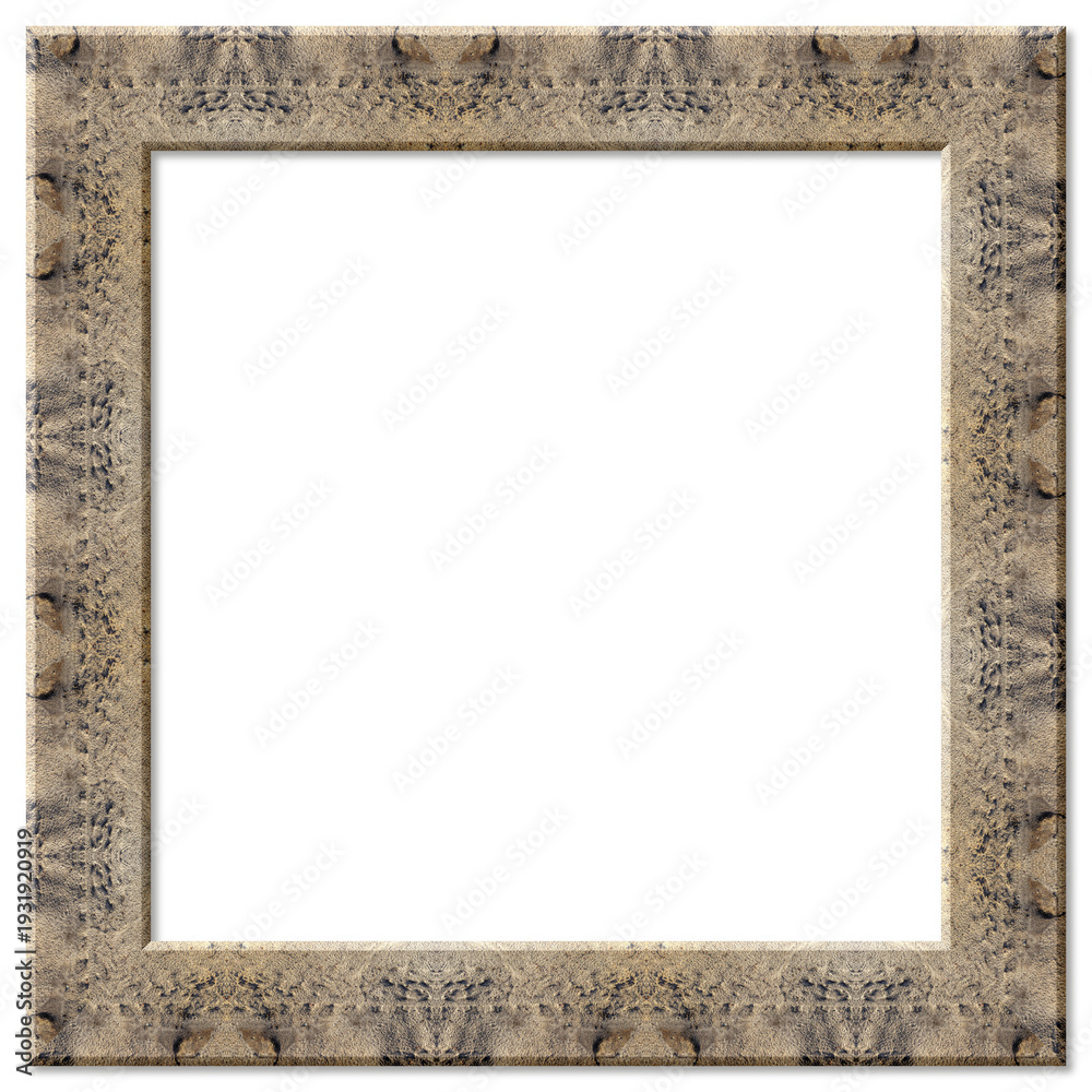 Fototapeta premium Decorative sand textured square frame with transparent background