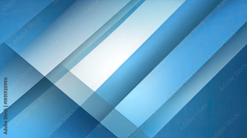 Fototapeta premium Abstract geometric design with blue and white color scheme and layered shapes