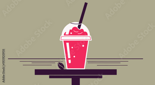 Minimalist Smoothie Illustration with Coffee Bean Accent on a Sleek Dark Table design