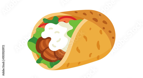 Delicious Gyro Wrap Vector Illustration on White Background for Culinary Concepts