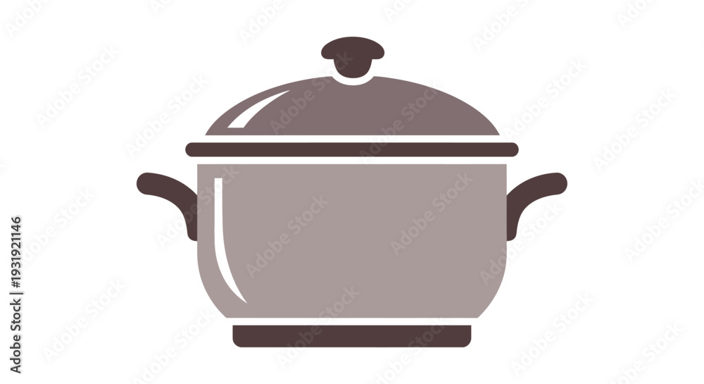 Obraz premium Stylized vector illustration of a cooking pot with lid, perfect for culinary designs and