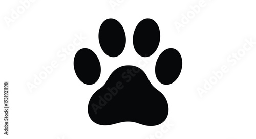 Black paw print for animal or pet related designs and concepts