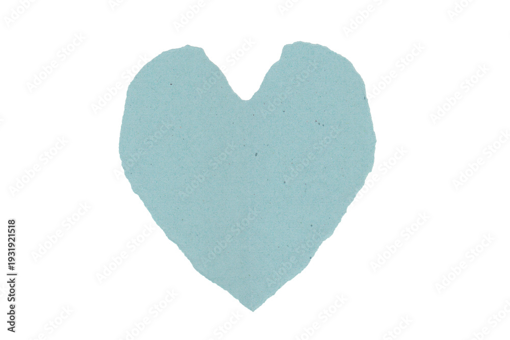 Fototapeta premium Blue Paper Heart Shape, Handmade Paper Heart Cutout Texture Transparent Background