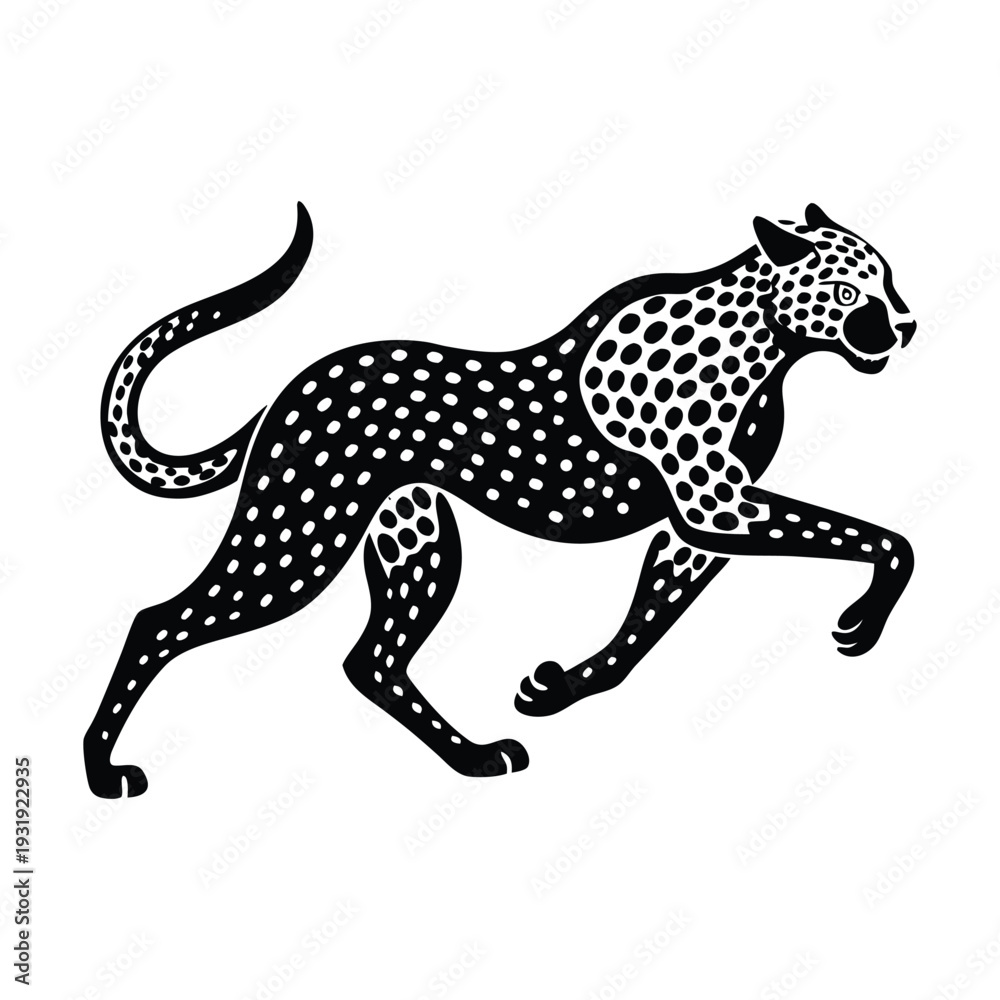 Fototapeta premium Black and white cheetah vector illustration