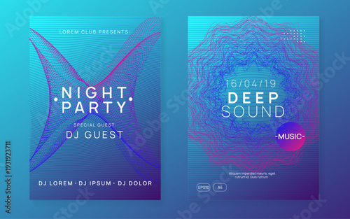 Discotheque Background. Night Club Event. Green Sound Poster. Blue Dance Design. Festival Vector. Psychedelic Disco Illustration. Music Concert Template. Violet Discotheque Background