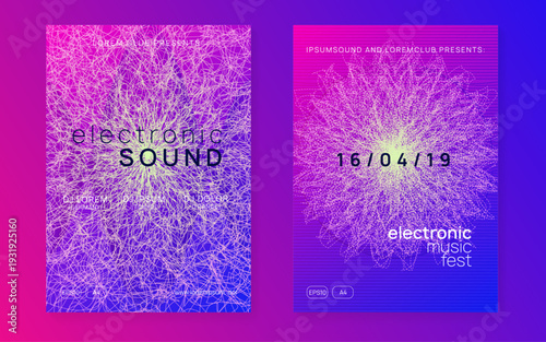 Sound Poster. Pink Techno Magazine. Discotheque Design. Psychedelic Radio Illustration. Green Fest Flyer. Electro Cover. Music Concert Graphic. Violet Sound Poster