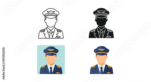 Four uniformed officers depicted with different facial features and attire variations