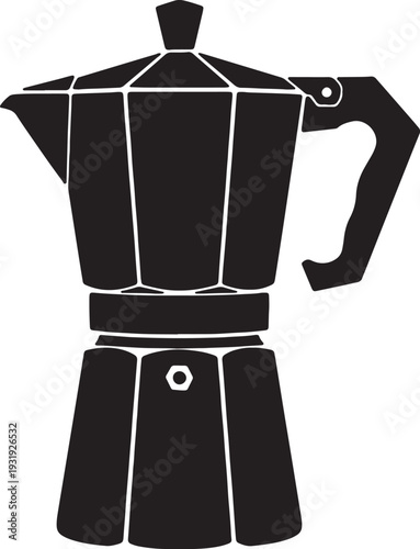 Black Italian Espresso Moka Pot on White Background