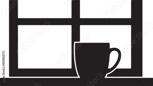 Black Coffee Cup on Window Sill