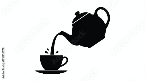 Minimalist Tea Time Icon Set Featuring Teapot and Teacup Silhouette