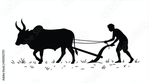 Conceptual Illustration of Traditional Agriculture and Rural Farming Life