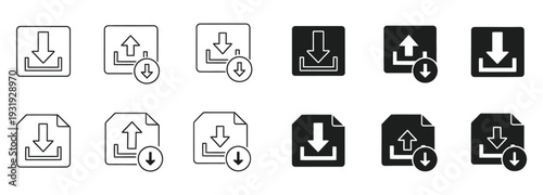 Logistics Loading and Unloading Arrow Icon Set for Cargo Transport