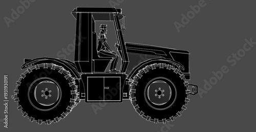 Fotografija tractor graphic sketch 3d illustration