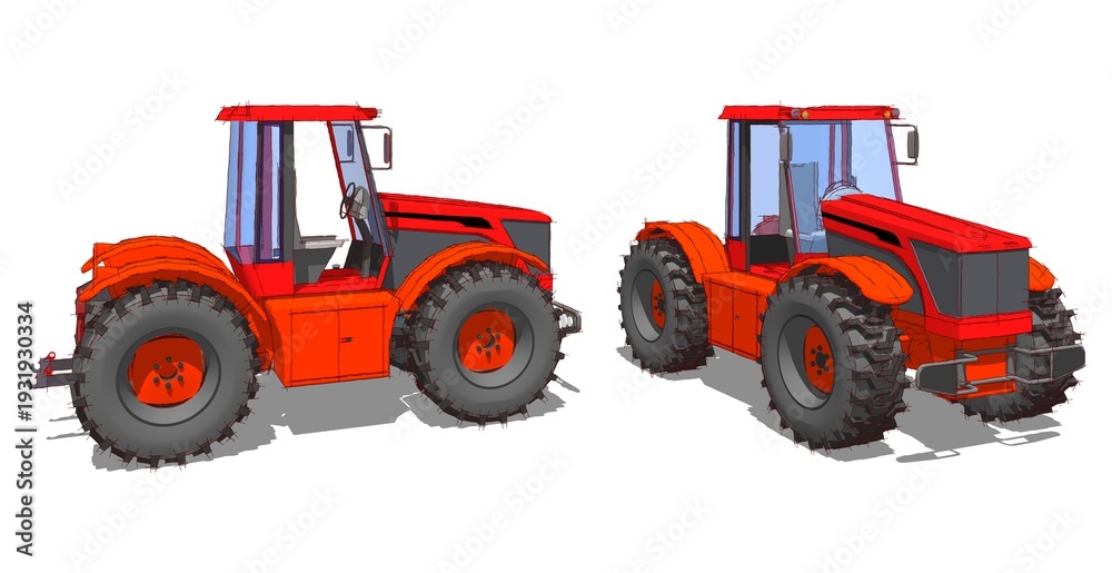 Obraz premium tractor graphic sketch 3d illustration