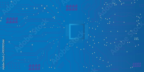 Abstract circuit board on technology dark blue background.  digital tech bg. Electronics and computer technology concept.  Futuristic blue circuit board background. Minimal vectori llustration