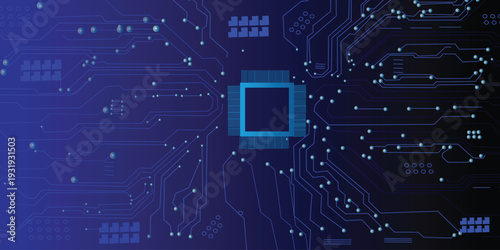 Abstract circuit board on technology dark blue background.  digital tech bg. Electronics and computer technology concept.  Futuristic blue circuit board background. Minimal vectori llustration