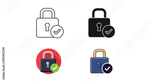 Four icons depicting security and access control with different status indicators.