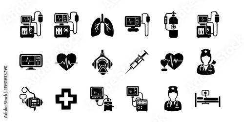 ICU Ventilator Life Support Medical Icon