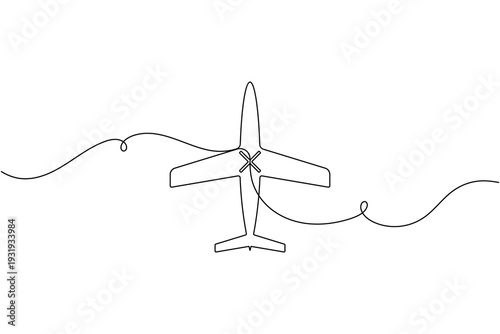 Airplane with cross sign icon continuous one line art single drawing on white background minimal canceled flight symbol outline vector illustration