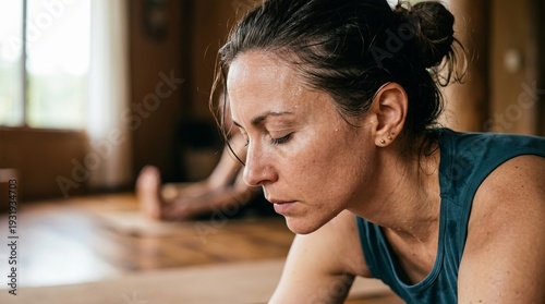 Woman sweating after intense workout