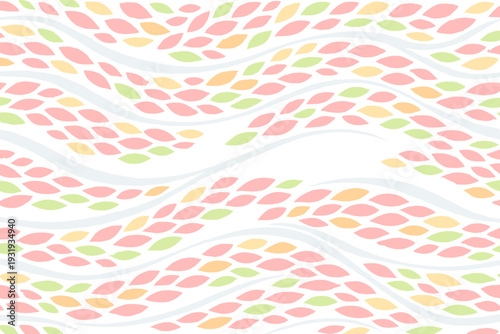 Colorful leaves create a pattern on a light background in a design meant for decorations or crafts