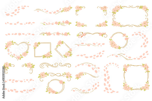 Floral design elements presented in various shapes and patterns for decorative use in crafts and projects