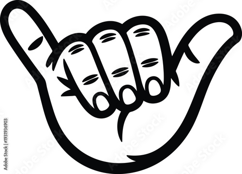 Shaka sign hand gesture surfing hello hang loose symbol graphic icon