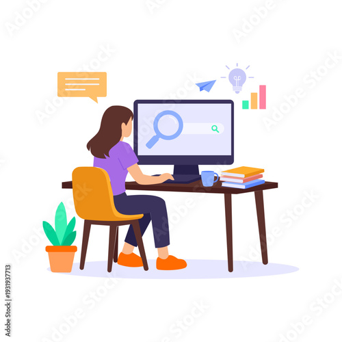 Setting Goals, Defining measurable targets for SEO growth, Flat vector character illustration