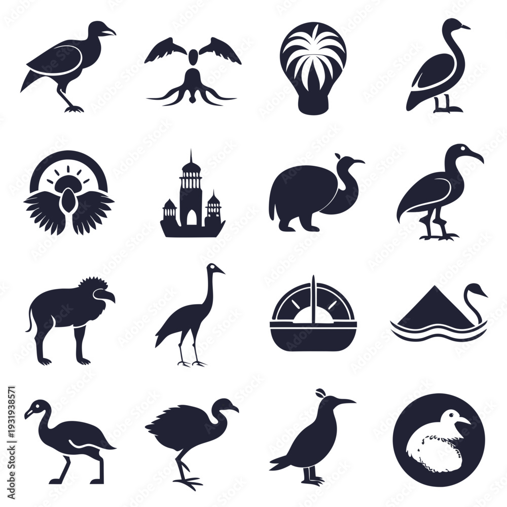 Fototapeta premium Various animal and object silhouettes in vector format