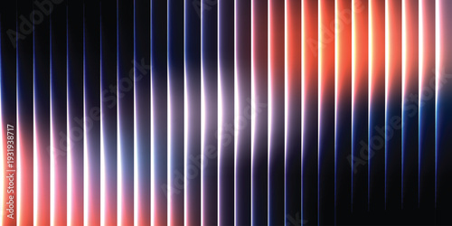 Blue and fiery orange gradient modern luxury ribbed glass lines texture black background, glowing banner poster header backdrop web design