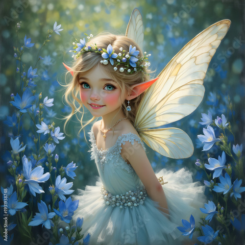 cute little blue flowers fairy