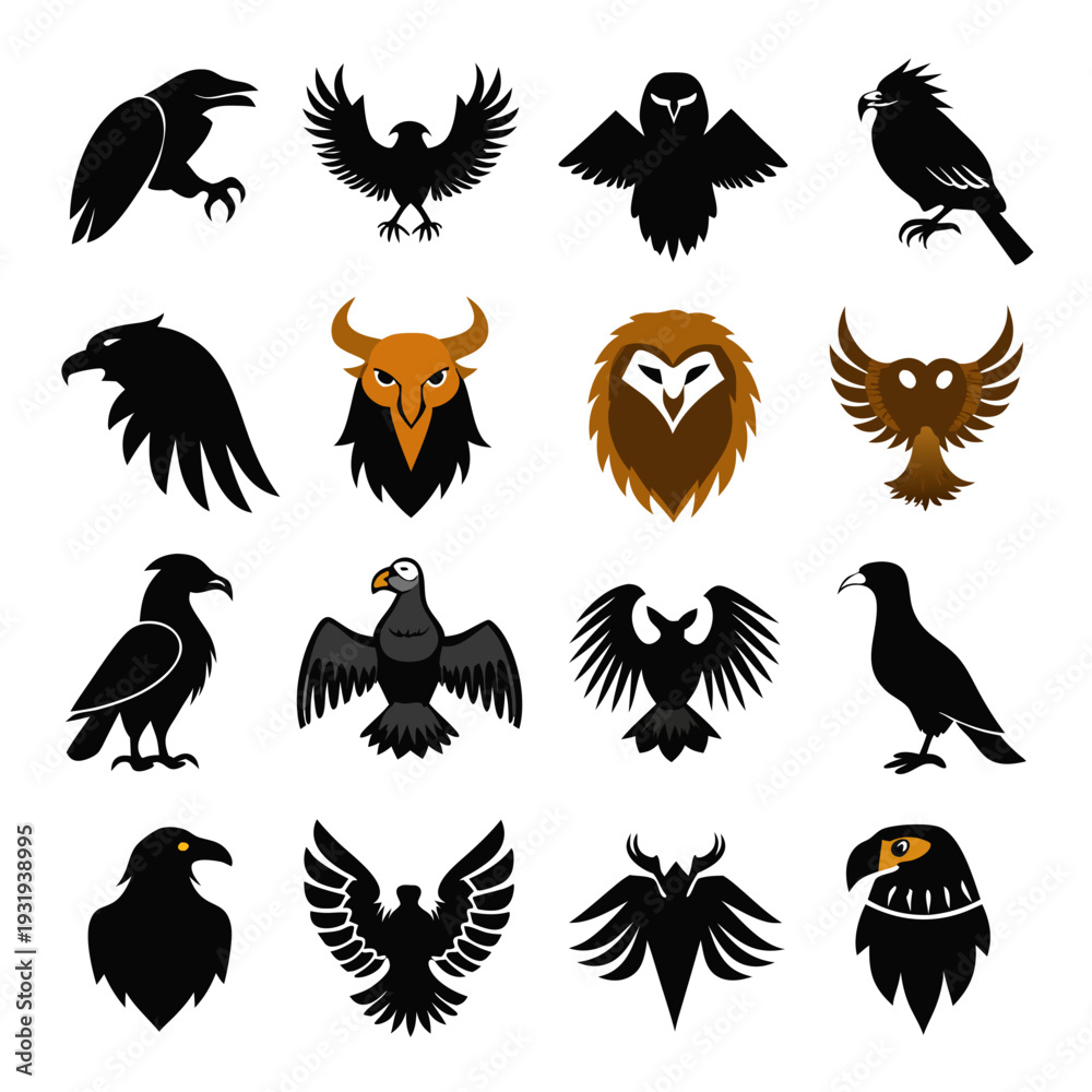 Fototapeta premium Silhouette birds collection of different designs in vector format