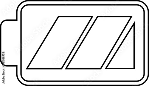 Battery status icon charging level indicator symbols with low, medium, full power and lightning bolt in solid and outline style vector isolated on transparent background