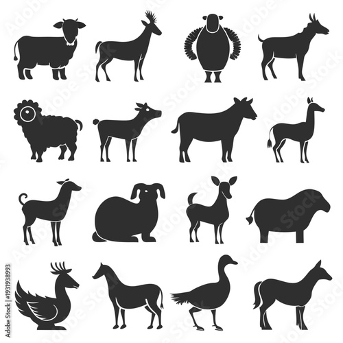 Diverse Animal Silhouettes Collection - Vector Graphic Illustration Set