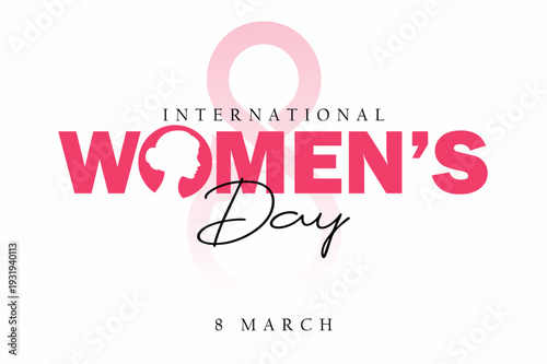 International Women’s Day March 8 Typography Design with Female Symbol