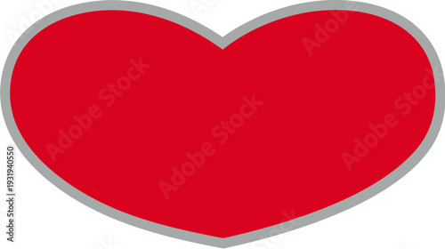 A red heart symbol with a silver outline on a white background, representing affection and love