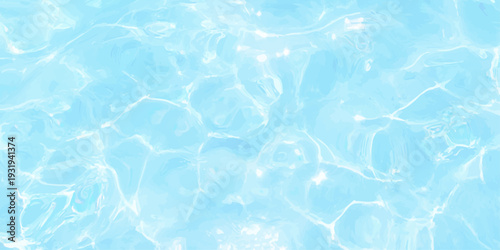 Blue swimming pool water ripples with bright sun reflections, abstract turquoise liquid texture