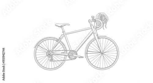 a minimalist bicycle line art illustration with drop handlebars on a clean white background ideal for cycling or transport concepts.